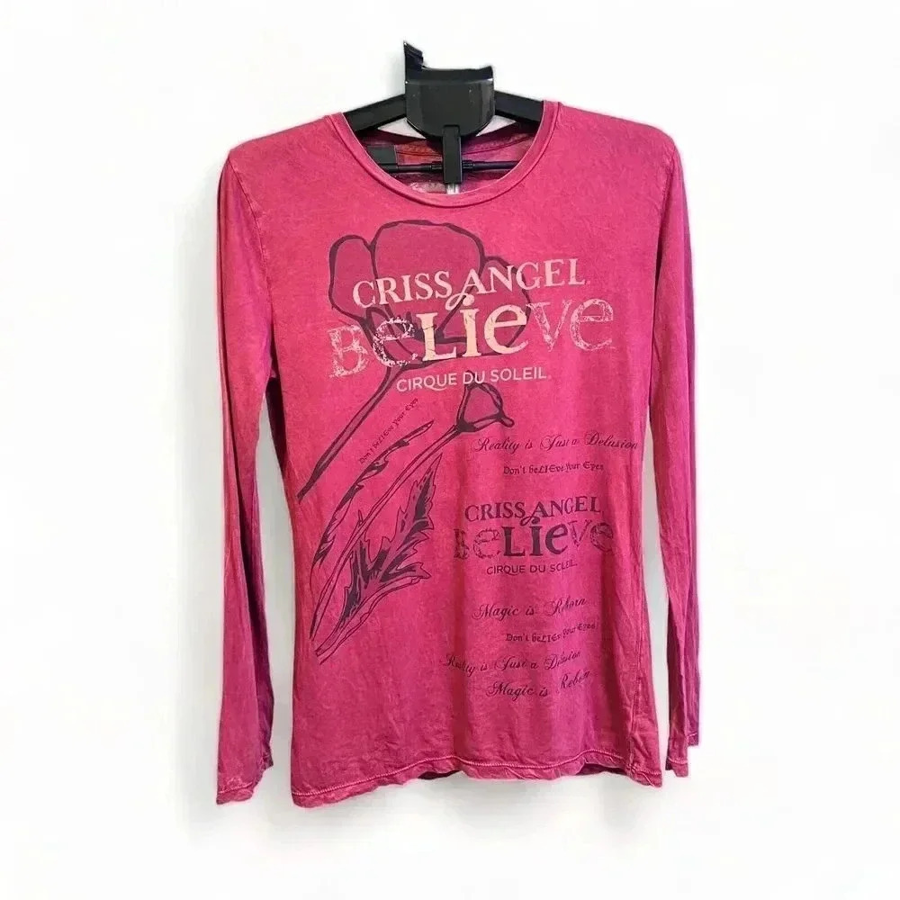 Cirque Du Soleil Womens Red Criss Angel Believe Long Sleeve‎ T-shirt Sz XL Vegas
